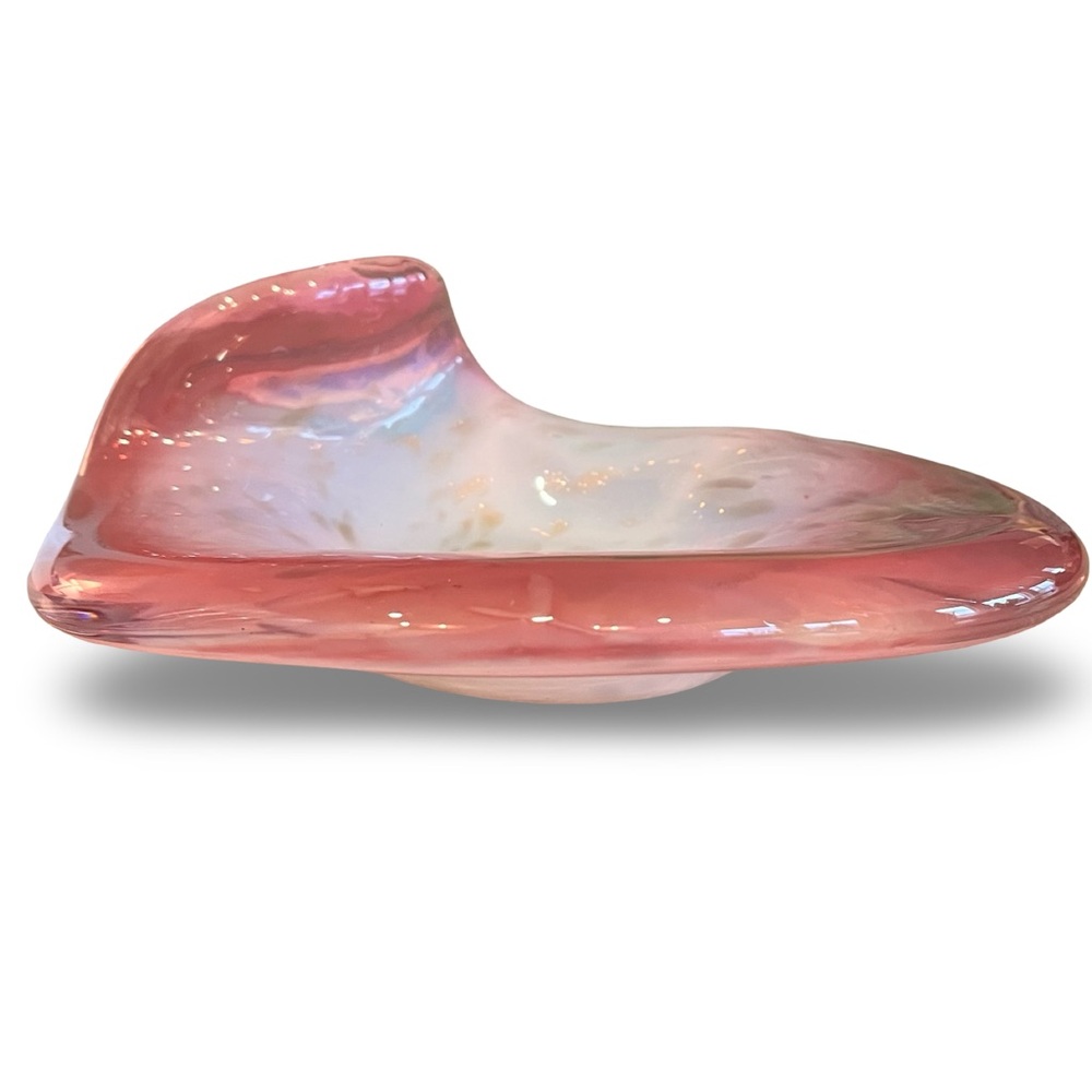 Mid-Century Fratelli Toso Murano White Opaline, Pink and Gold Art Glass Bowl - Picture 2 of 9
